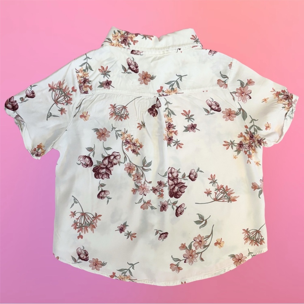 Brandy Melville Preppy White  Floral Button-Down Collared Blouse Shirt - Picture 8 of 11